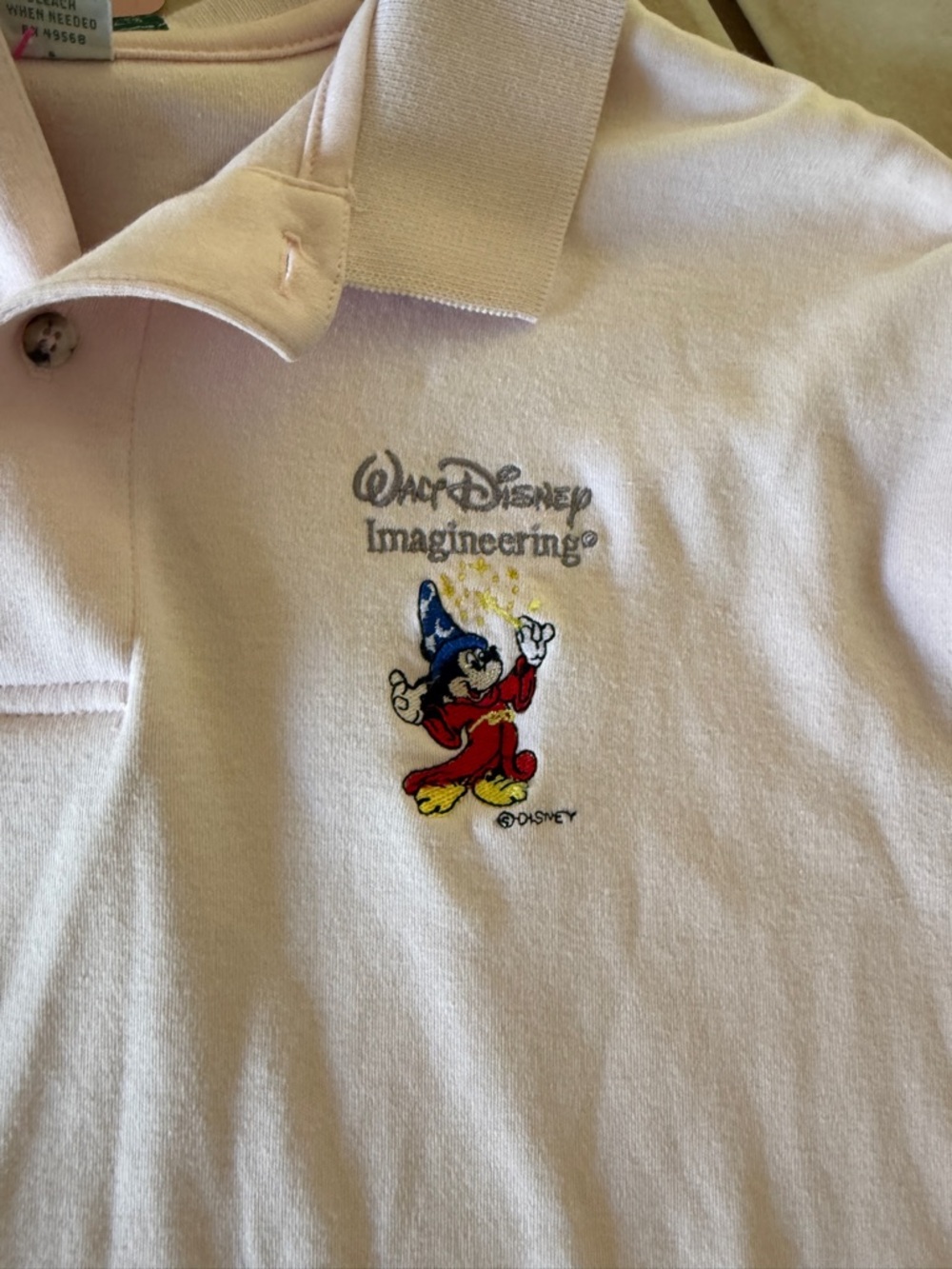 Disney Imagineering Pink Polo with Sorcerer Mickey Embroidery